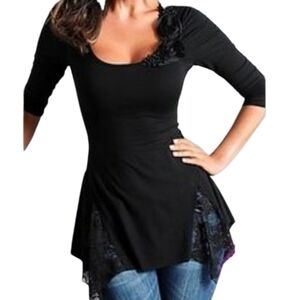 Venus Gothic Tunic Top Black Size Large